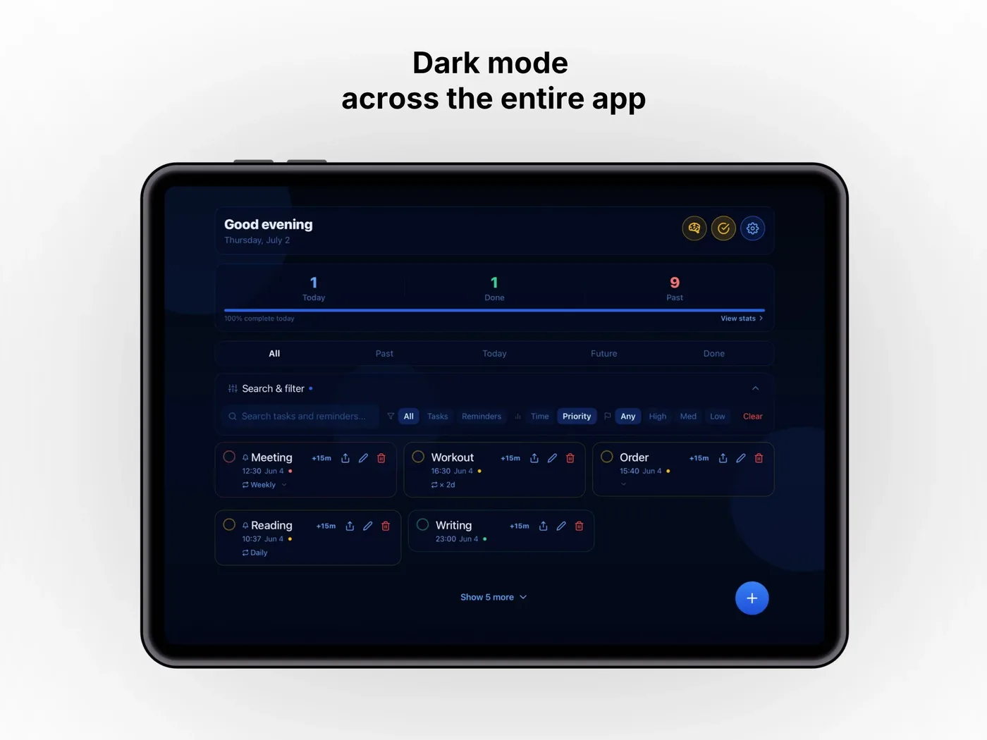 Dark mode across the entire app on iPad